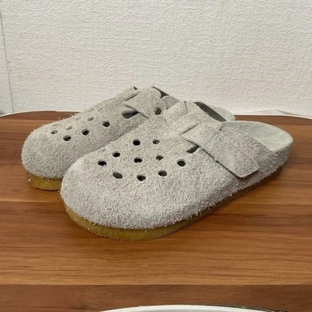 NWOB Brandblack Carrera Gray Asphalt Slip‎ On Slides Clogs Men 8 Vietnam Suede